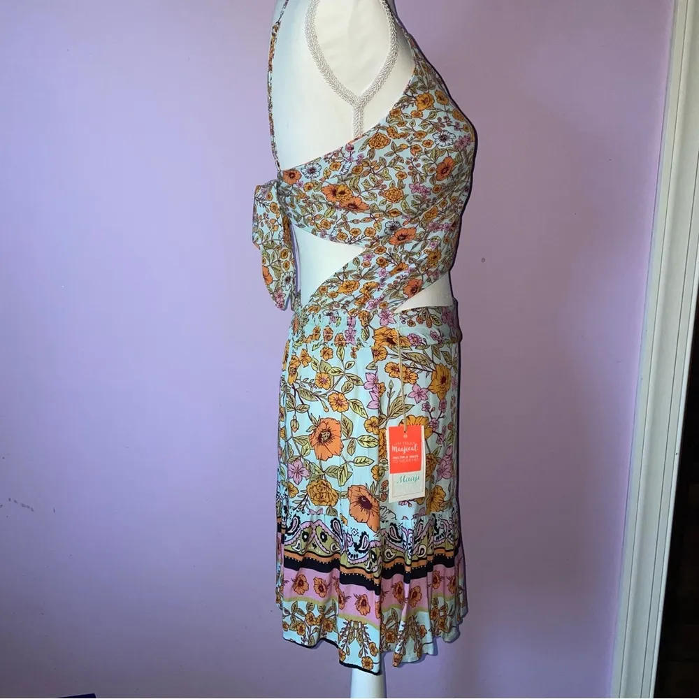 NEW Maaji Size L Bells and Nature Florentina Mini Dress Boho Floral Fairy - Image 5