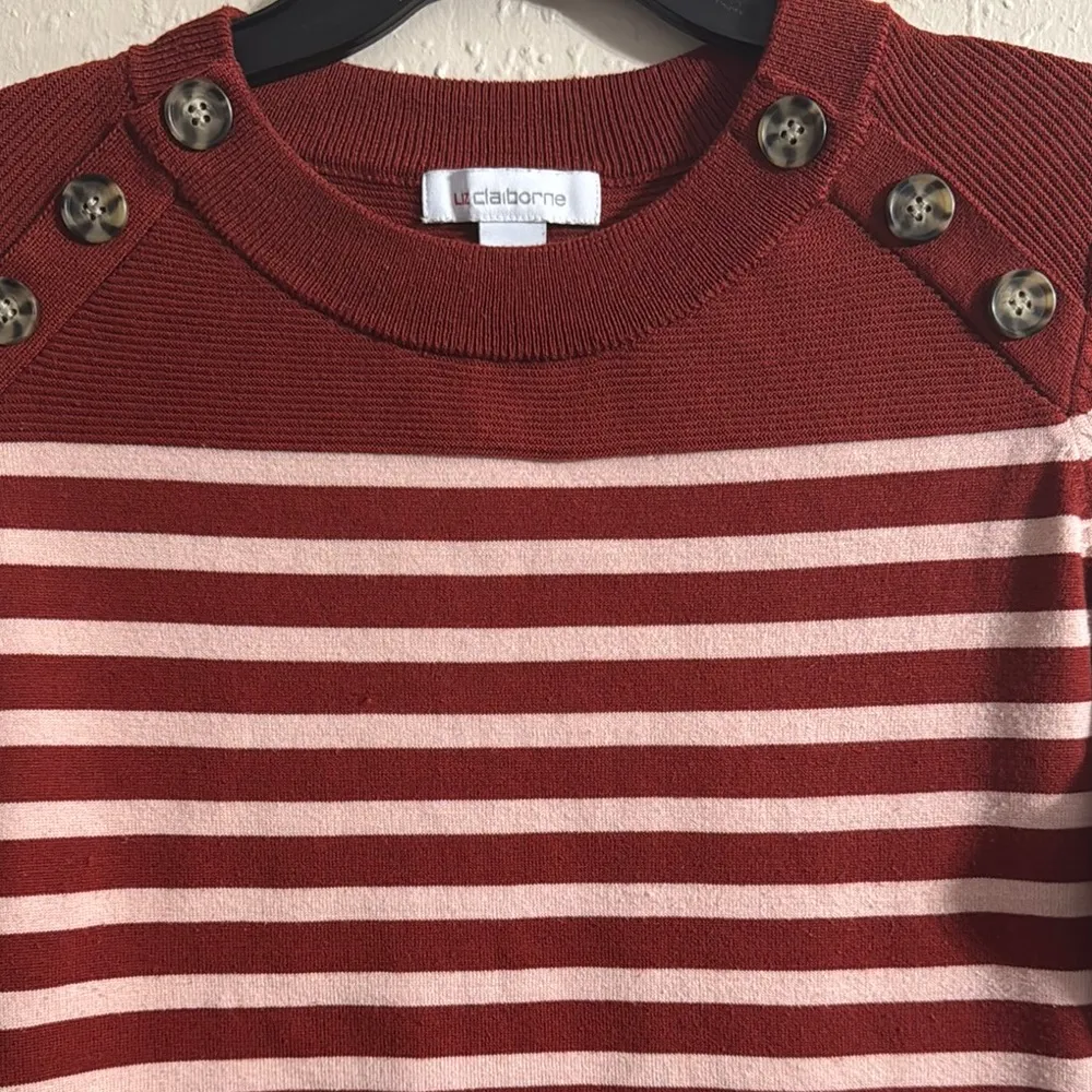 Liz Claiborne Red and Pink Striped Sweater - Image 2