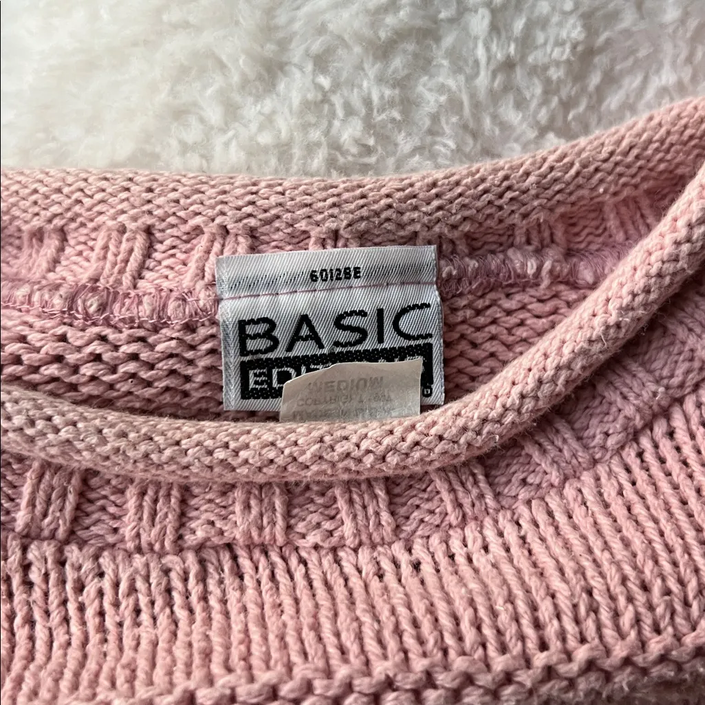 Basic Editions Vintage Pink Textured Pattern Tunic Sweater medium - Image 3
