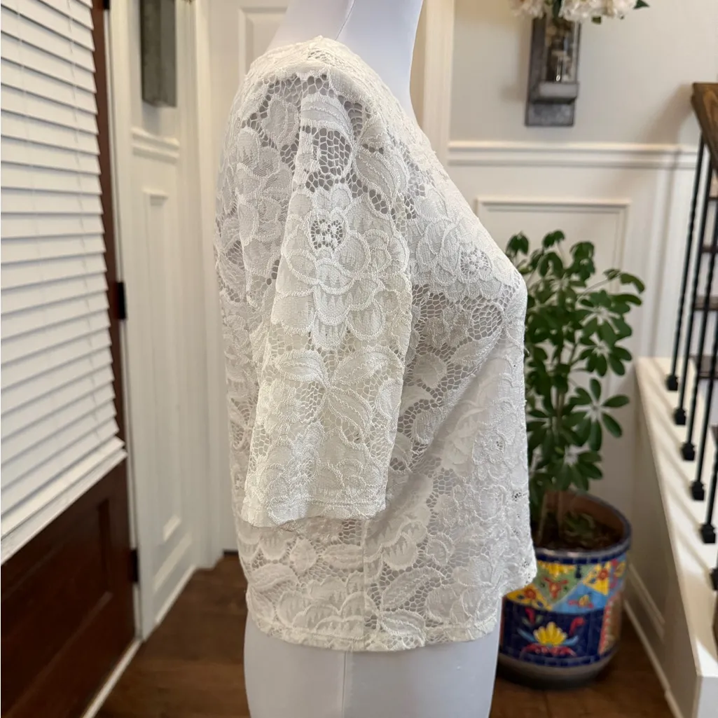 BHLDN NWOT Semi Sheer Ivory Lace Blouse - Image 3