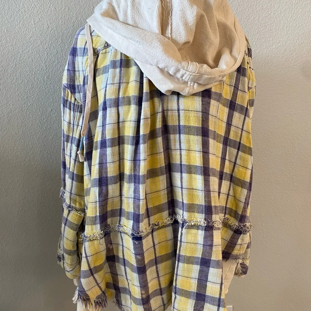 Free People Calico Basin Flannel Plaid Jacket, Size Small - Image 6