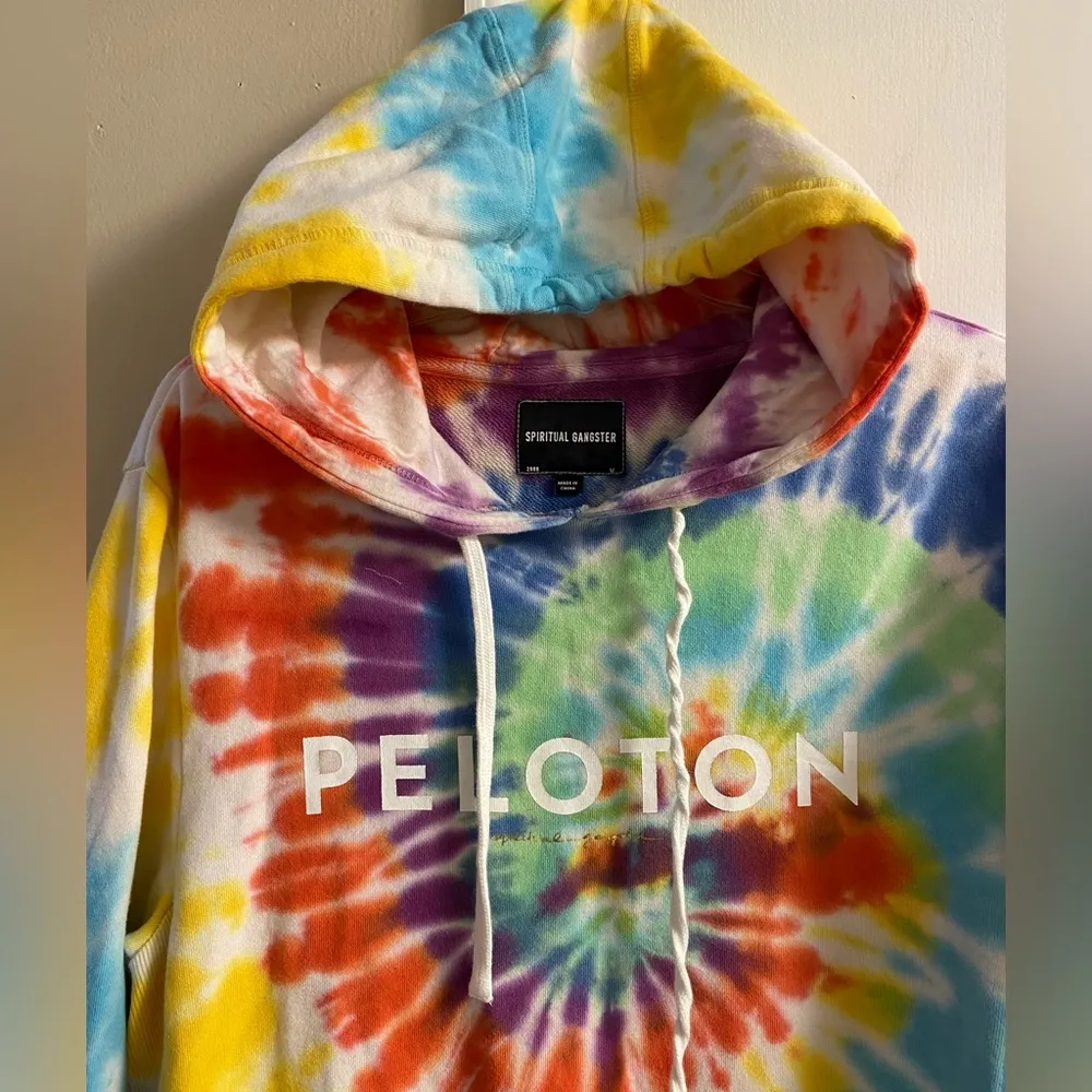 Spiritual Gangster &Peloton tie dye hoodie pullover cotton women Medium - Image 3