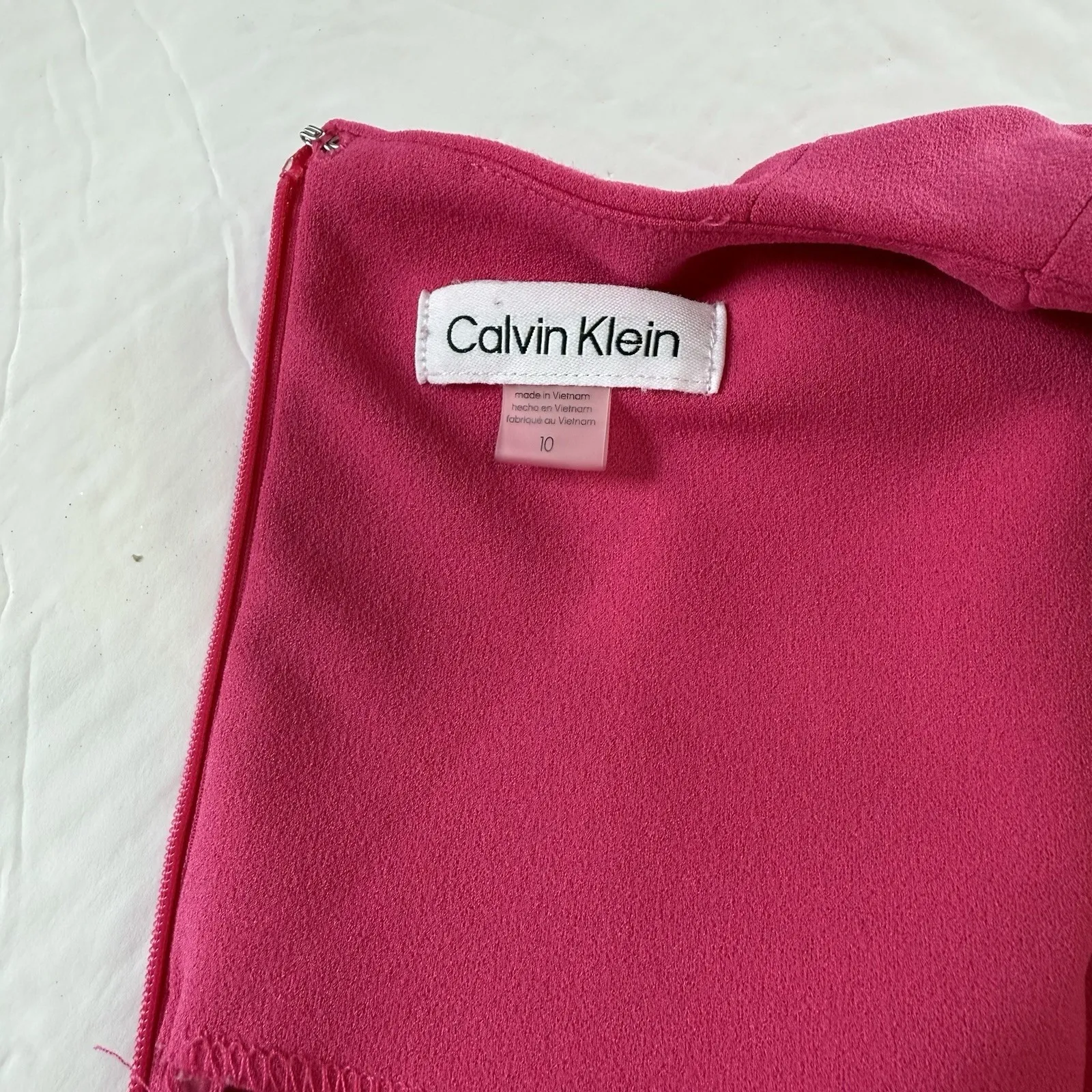 Calvin Klein Hot Pink Flounce Ruffle Hem Crepe Sleeveless Midi‎ Dress Size 10 - Image 12