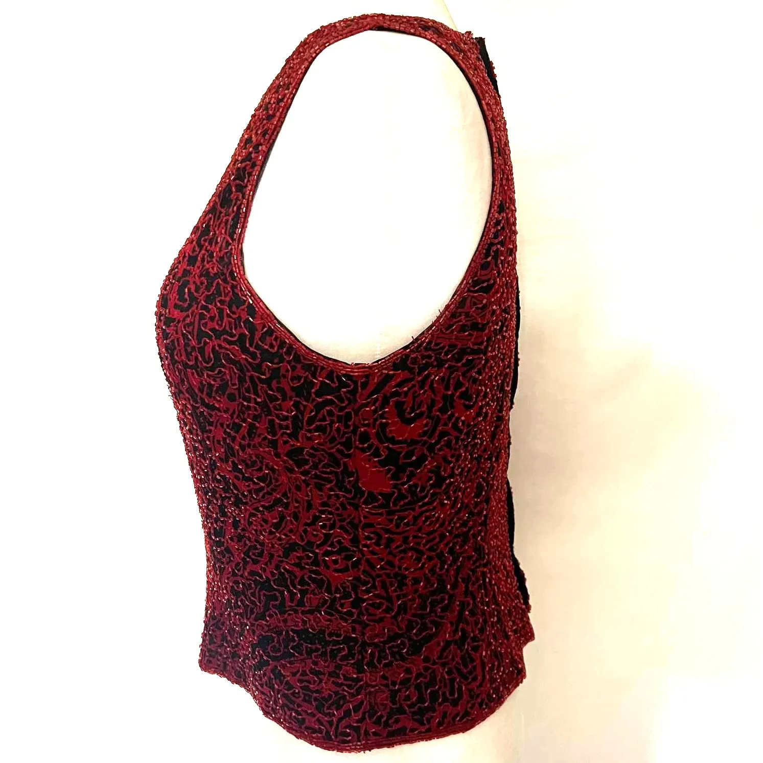 Vintage Y2K Andretta Donatello Silk Beaded Top Sz L Red Whimsigoth Party Indie Size L - Image 4