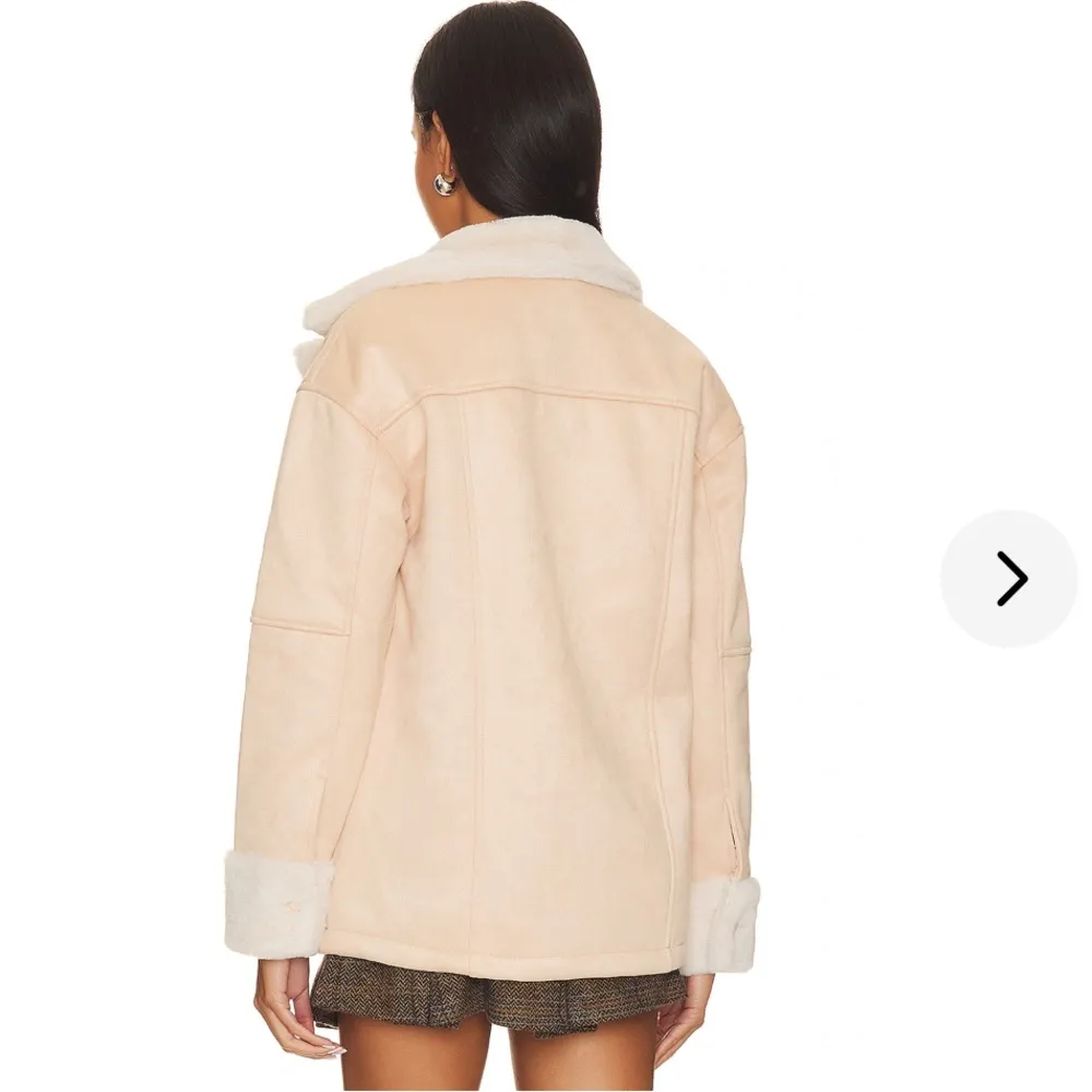 Lovers and Friends Elise Faux Shearling Coat in Nude - Image 3