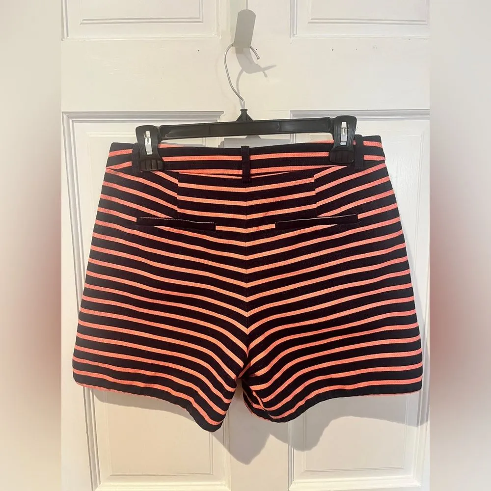 J. Crew Dolphin Hem Striped Shorts Womens Navy Peachy Pink Size 4 - Image 7