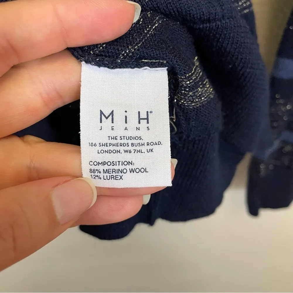 Mih Jeans Merino Wool Blend Crew Neck Pullover Sweater‎ Navy Size Small Blue - Image 7