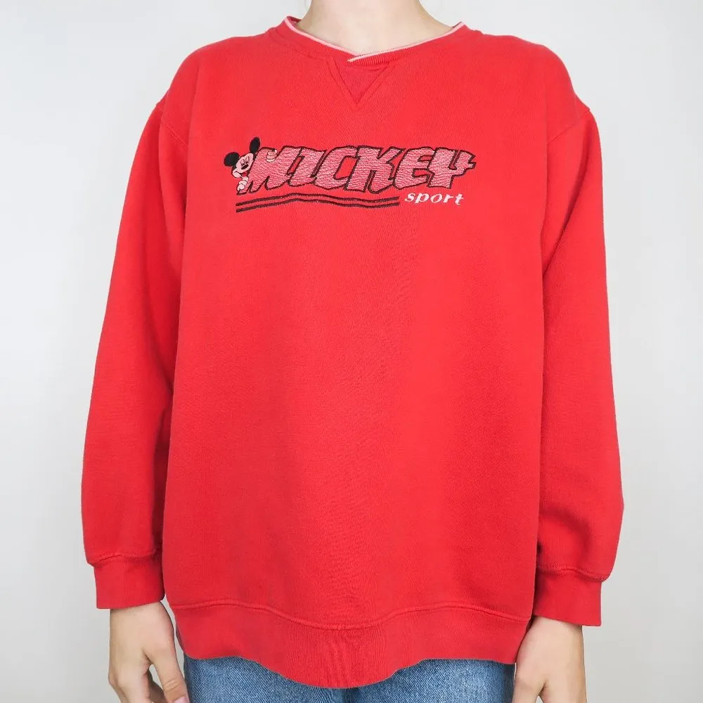 Vintage 90s Mickey Unlimited Red Sweatshirt  - Mickey Sport - Image 2