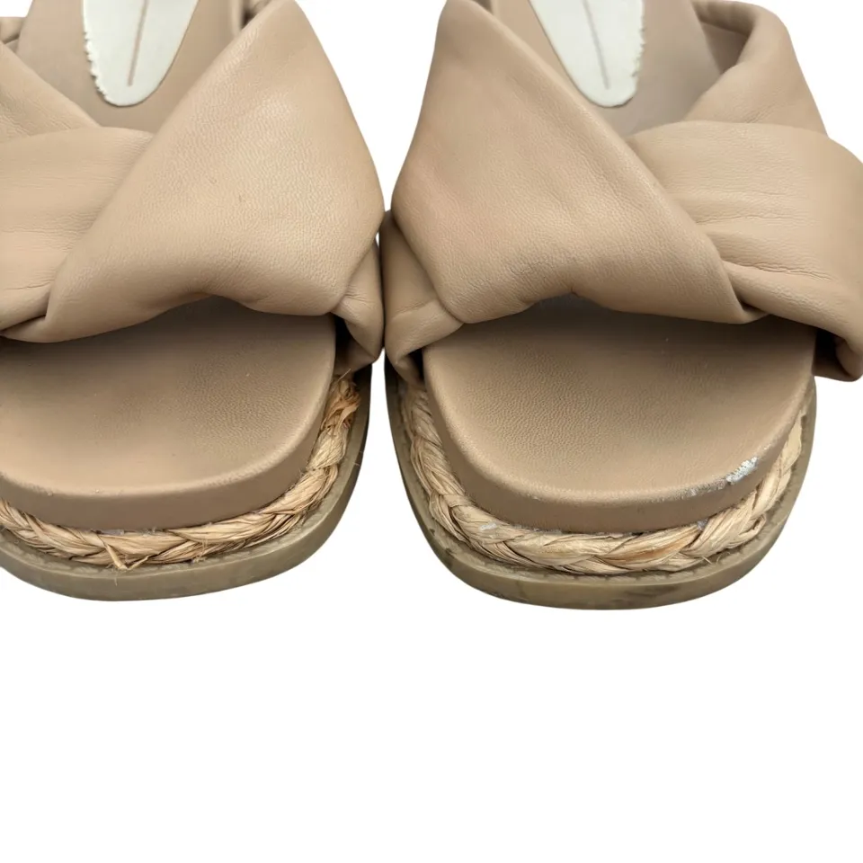 Dolce Vita Giza Knotted Faux Leather Platform Espadrille Slip On Sandals Tan Size 7.5 - Image 3