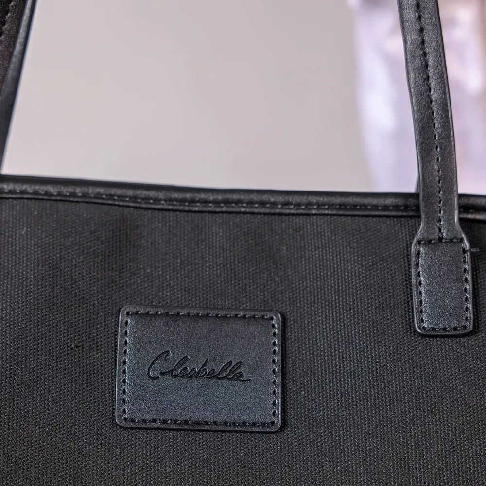 Cleobella Canvas Black Tote Vegan Leather Leather Straps - Image 4