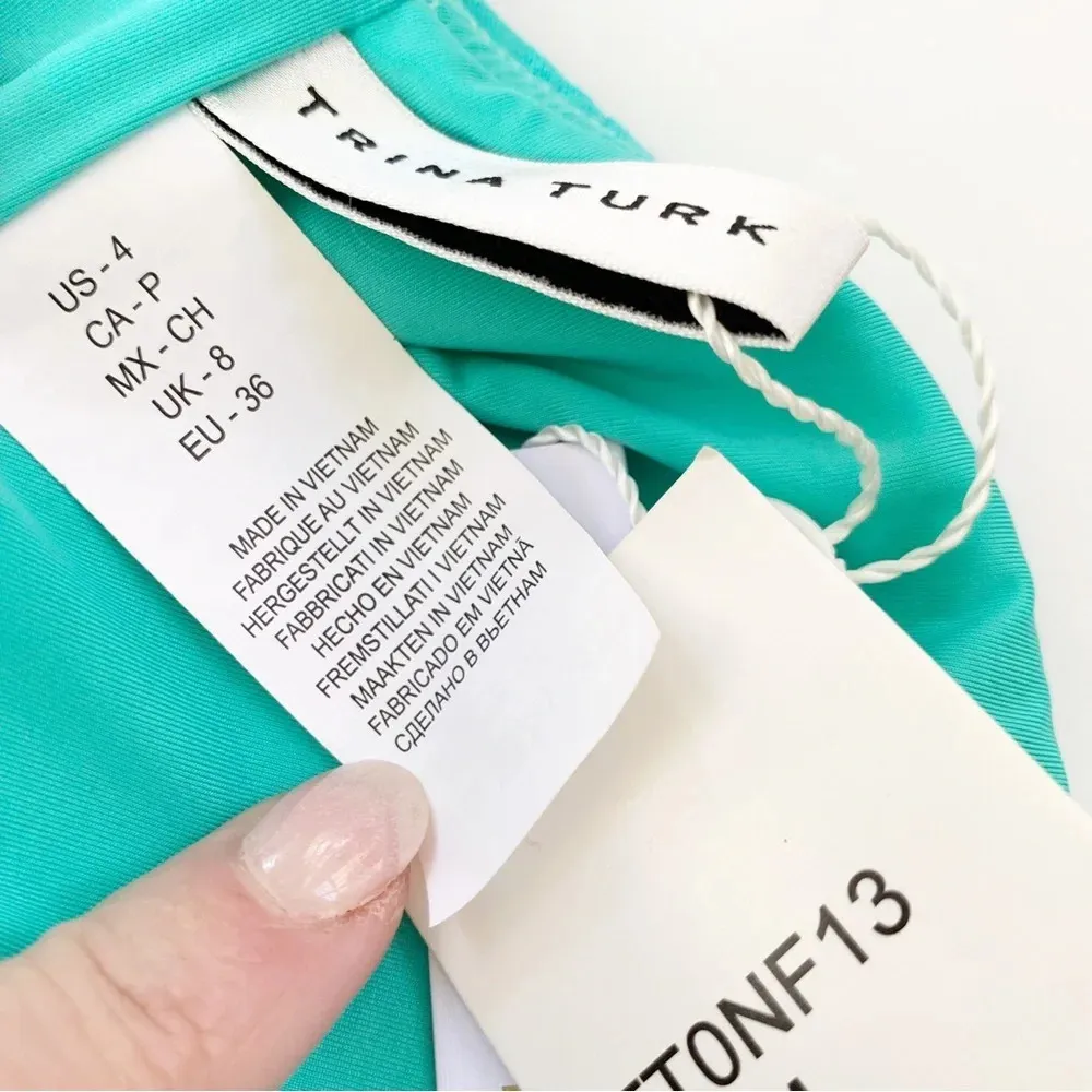 Trina Turk Cascais Wave One Shoulder One Piece Cutout Swimsuit Aquamarine Size 6 - Image 10