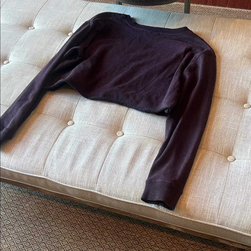 Cotton On Maroon N.Y.C Cropped Sweatshirt Size Medium - Image 5