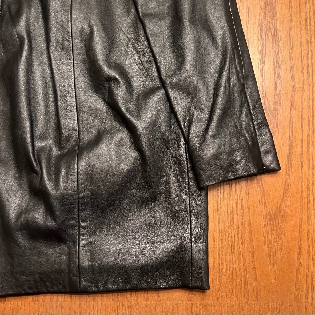 Armani Exchange A/X 100% Lamb Leather & Lace Long Sleeve Mini Dress Black Size 4 - Image 12