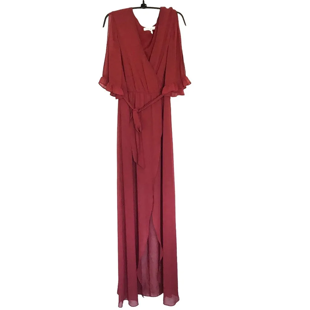 BCBGeneration Chiffon‎ Maxi Dress Women's Size Large V-Neck Formal Gown Mini - Image 2
