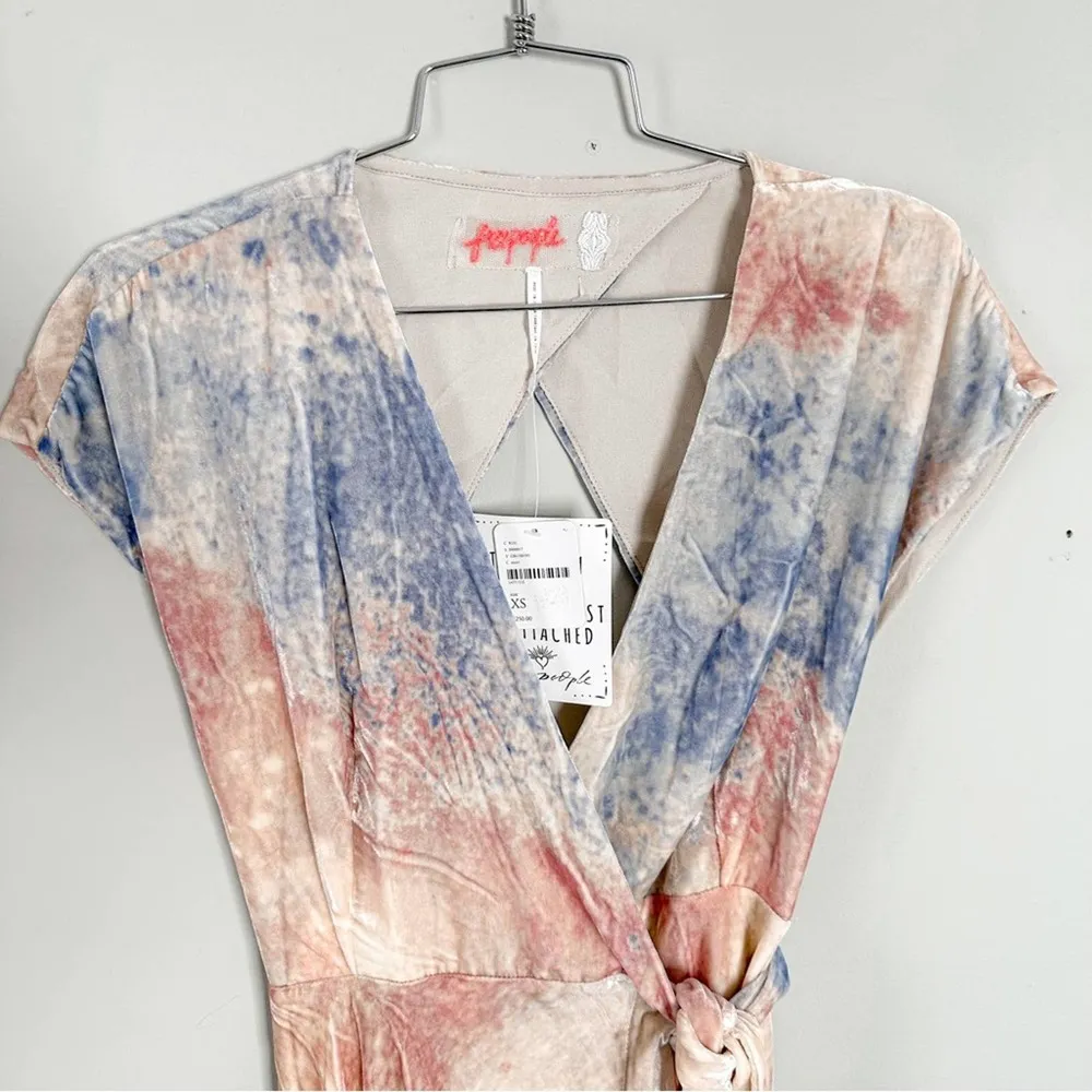 Desert Flower Velvet Maxi Dress NWT XS Pink Blue Tie Dye - Image 9