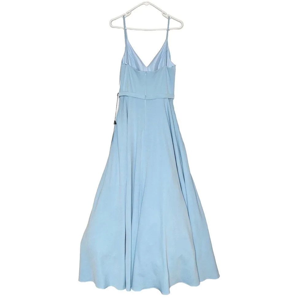 NWT IEENA for MacDuggal Classic A-Line V-Neck Baby Blue Ballgown Women's 8 - Image 4