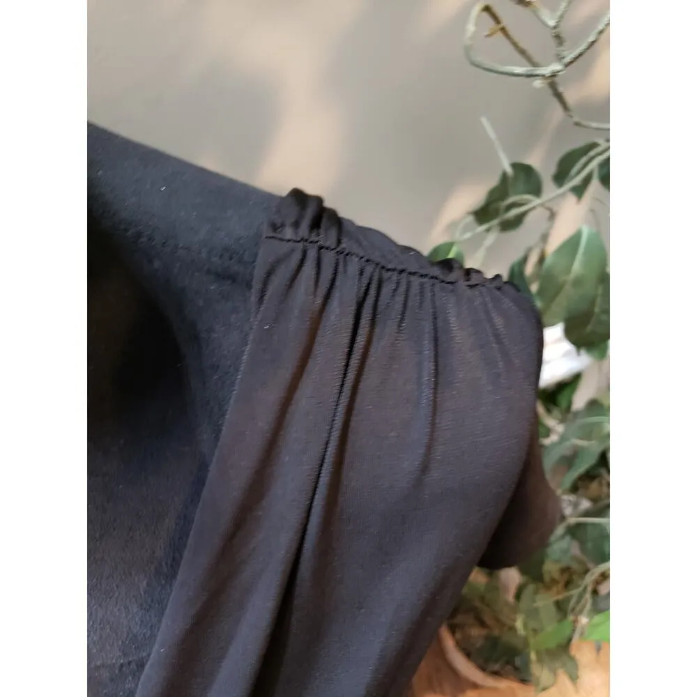 Fashion to Figure Wrap Dress Size 4 (2X) Black Plus Short Sleeve Stretch V Neck - Image 9