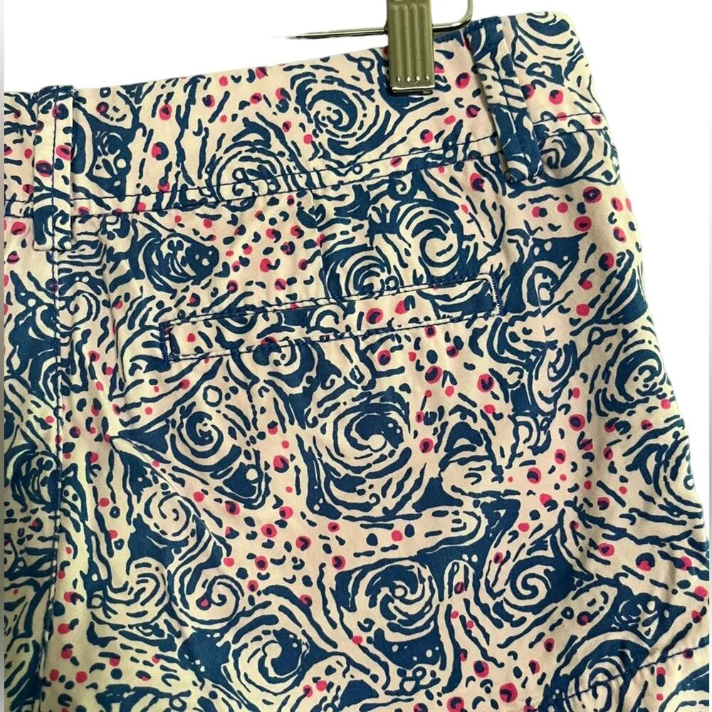 Lilly Pulitzer The Walsh Shorts Size 6 Pink Blue White Starfish Print Preppy - Image 4