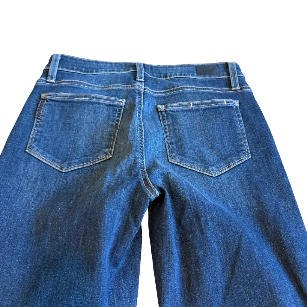 Paige Colette Crop Flare Dark Wash Jeans Ankle Palama Fray Hem Size 28 Women's - Image 9
