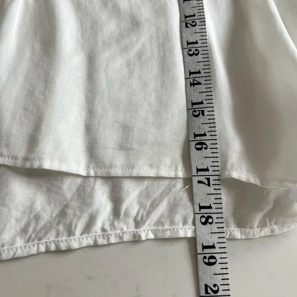 Zara Ecru Boxy Cropped Henley Button Wide Long Sleeve Blouse Size Medium NWT - Image 8