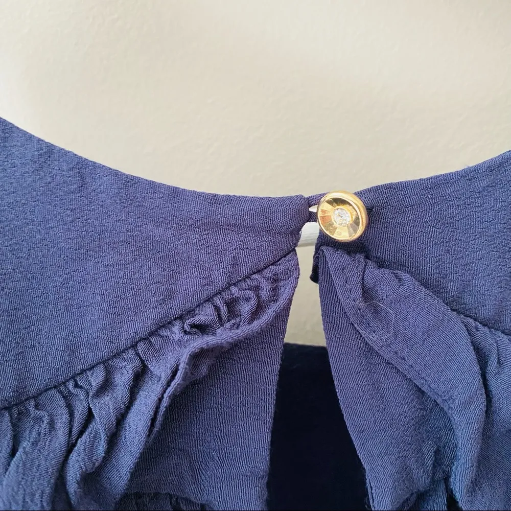 Maeve by Anthro. Barely Open Cold Shoulder Top Navy Blue Sz 4 - Image 8