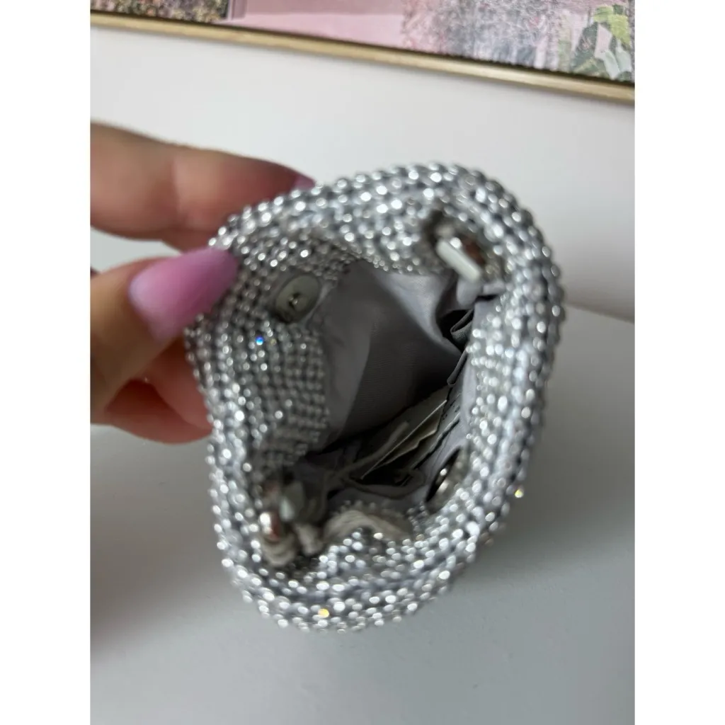 A New Day Silver Rhinestone Beaded Slim Rectangle Clutch Purse Wallet - Image 7