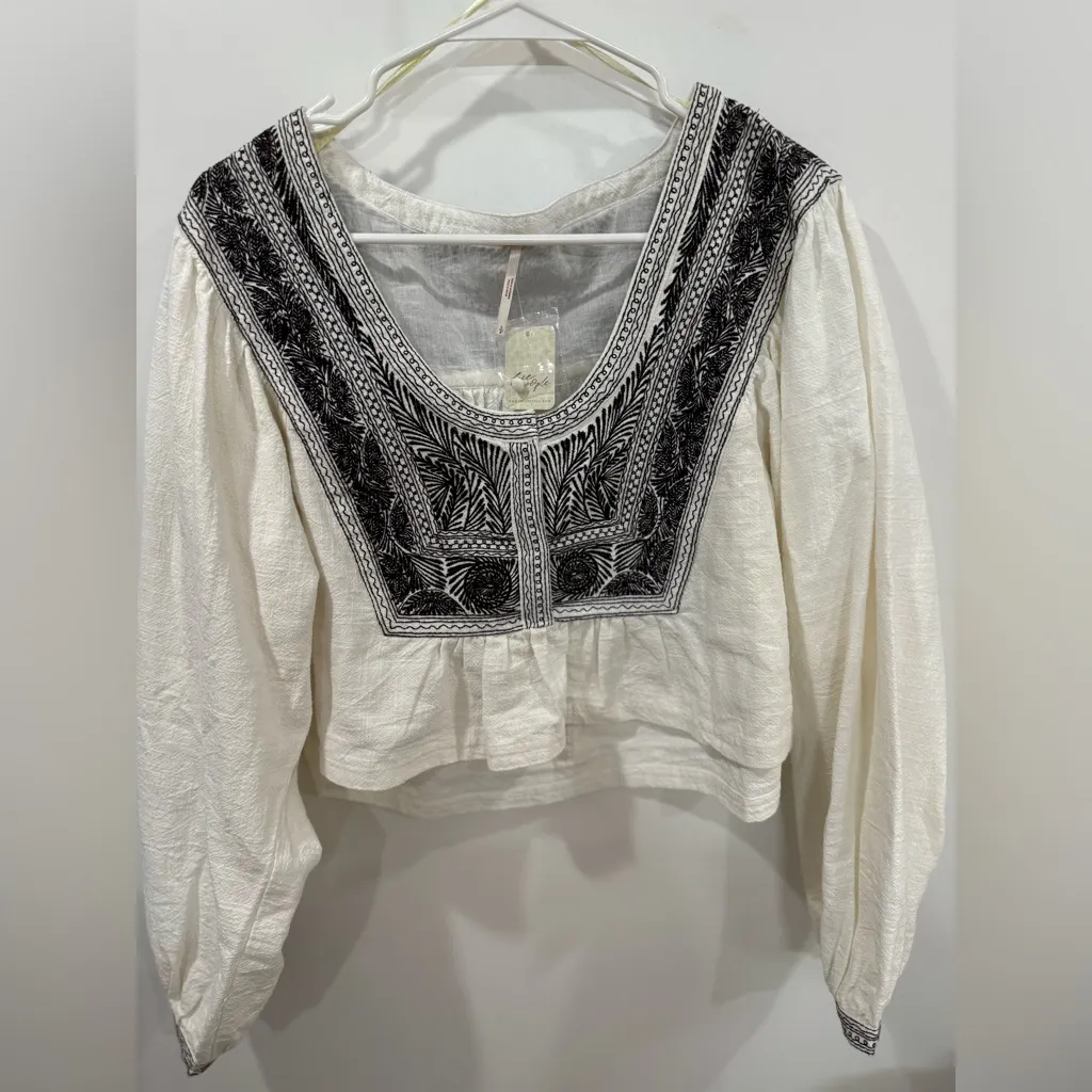 RARE BOHO BEAUTY! $148 Free People Embroidered Iggie Top, Small - NWT! - Image 11