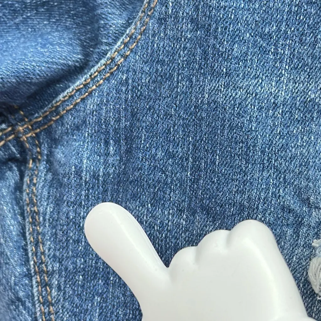 Nobo Button Fly Mid Rise Relaxed Skinny Destroyed Stretch Denim Blue Jeans 13 - Image 11