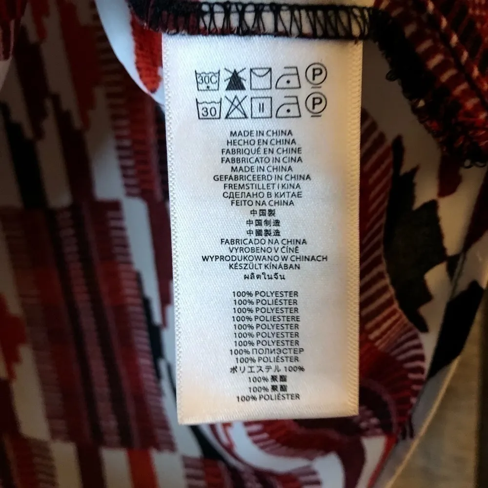 Michael Michael Kors Red & Cream Southwestern Print Sheer Short Sleeve Top Small - Image 7