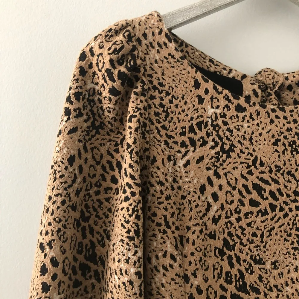 Anthropologie Maeve Leopard Print Knit Cut Out Mini Dress NEW - Image 3
