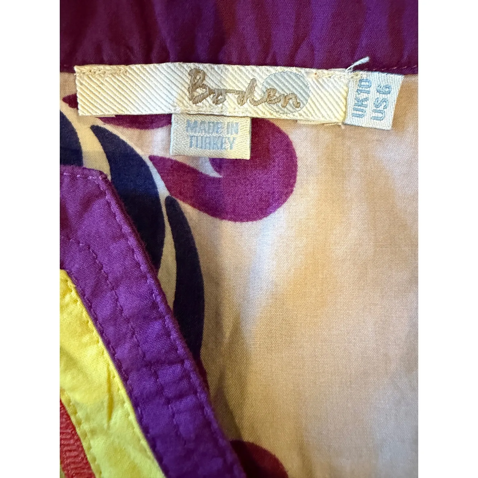 Boden Dress Women 6 Purple Floral Print 3/4 Sleeve Tunic Mini Preppy Bohemian - Image 9