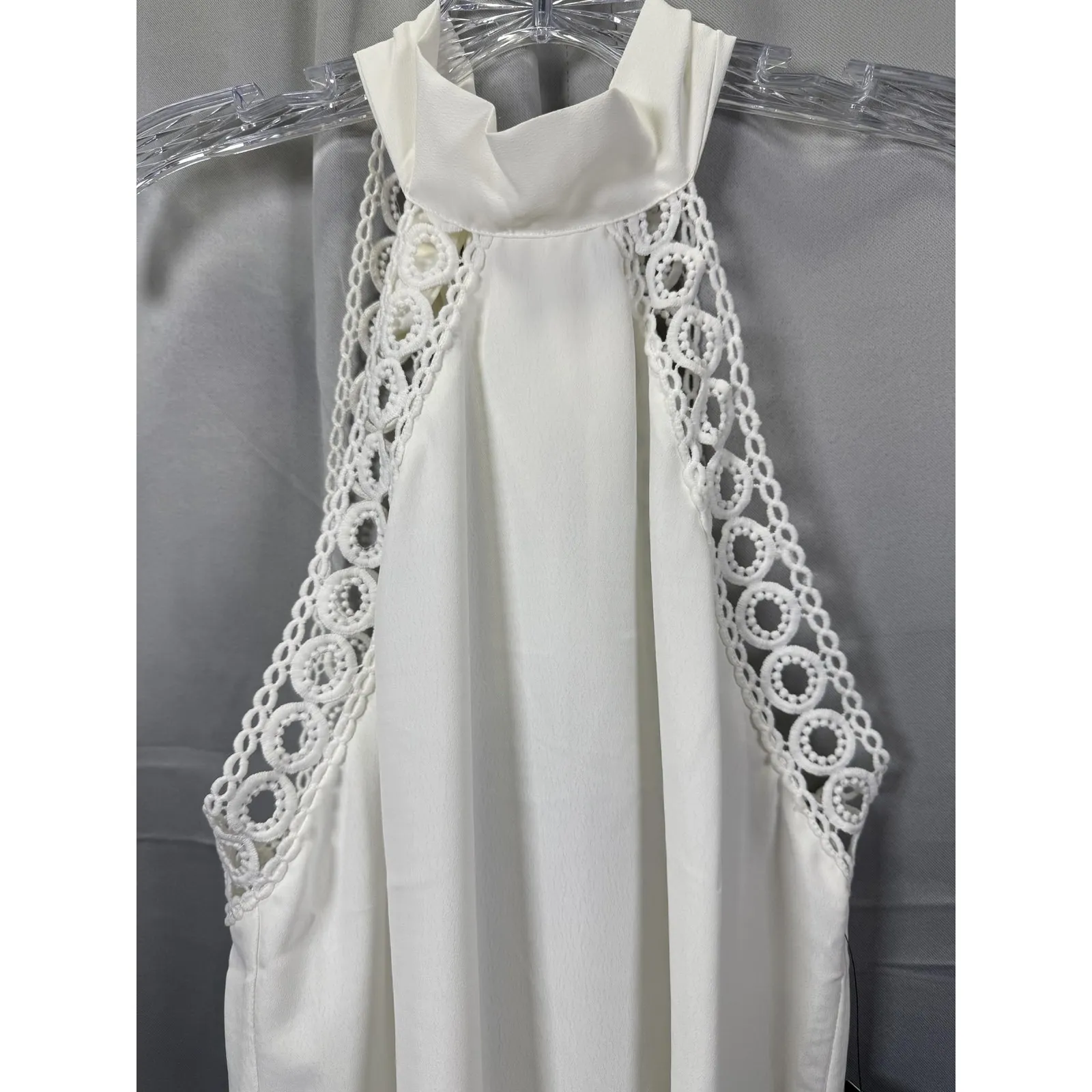 Lulus Halter Top Womens Medium White Lace High Neck Sleeveless Dressy Blouse‎ - Image 4