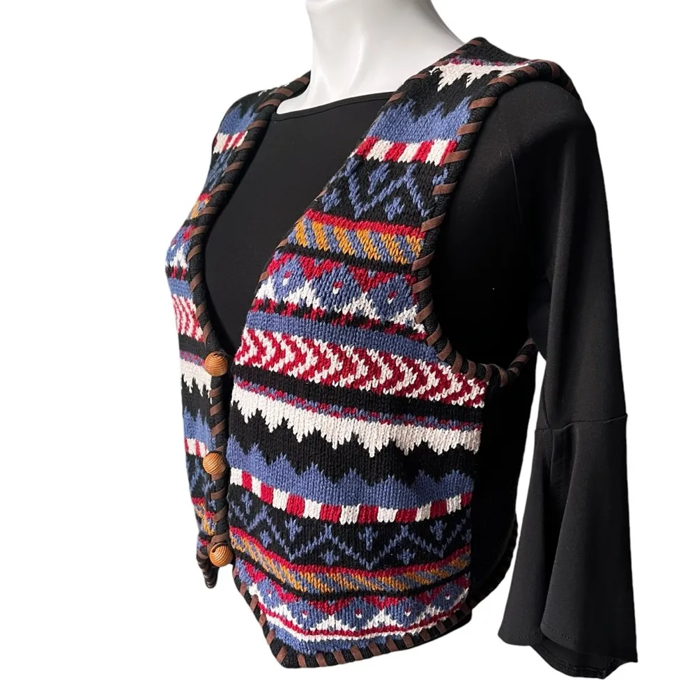 Liz Claiborne LizSport Vintage 90’s Cotton Western Style Vest, Sz S - Image 9