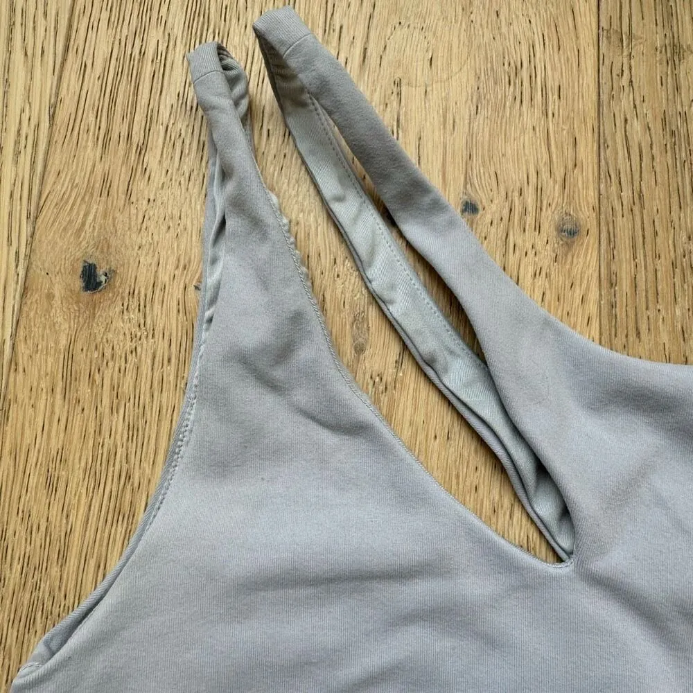 Alo Yoga Peak Asymmetrical One Shoulder Double Strap Sports Bra Gray Size XS - Image 4