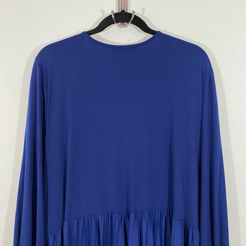 Eloquii Women's Navy Knot Front Pleated Skirt Long Sleeve Jersey Dress Size 24 - Image 11