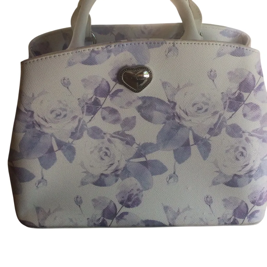 Betsey Johnson White and Purple Floral Shoulder or Crossbody Bag - Image 2