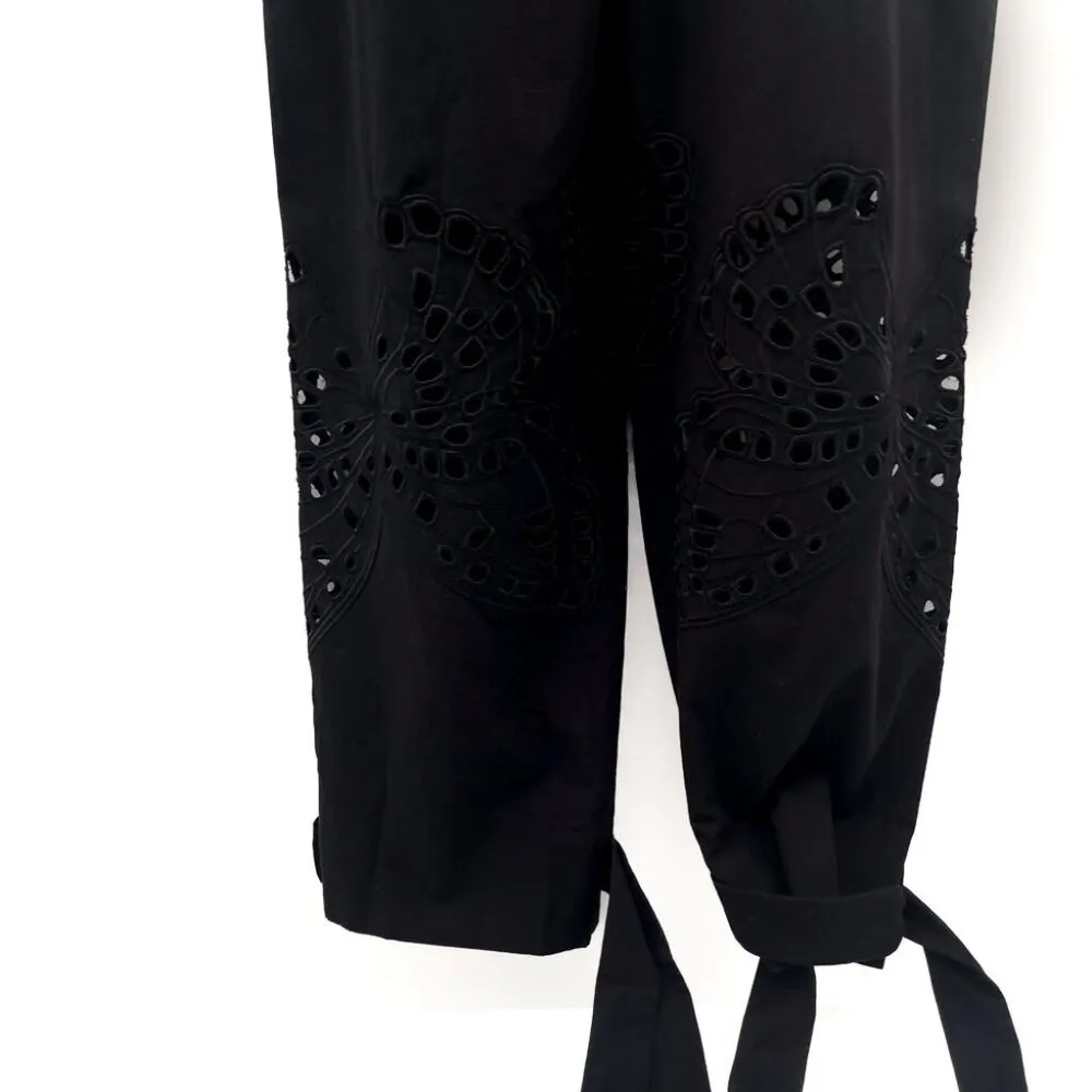 Alberta Ferretti Broderie Anglaise Cut Out Embroidered Butterfly Jumpsuit 4 Black - Image 14