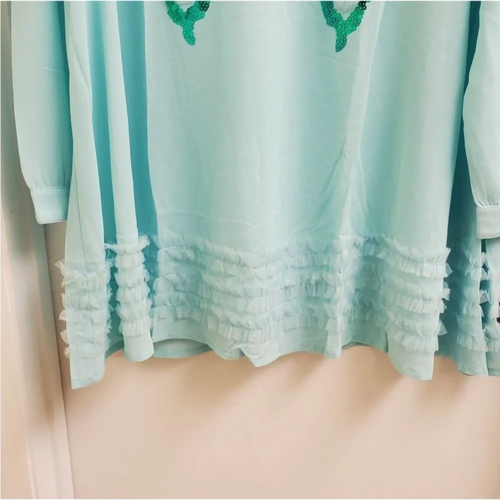 Blue Sheer Top with Sequin Design - Image 6