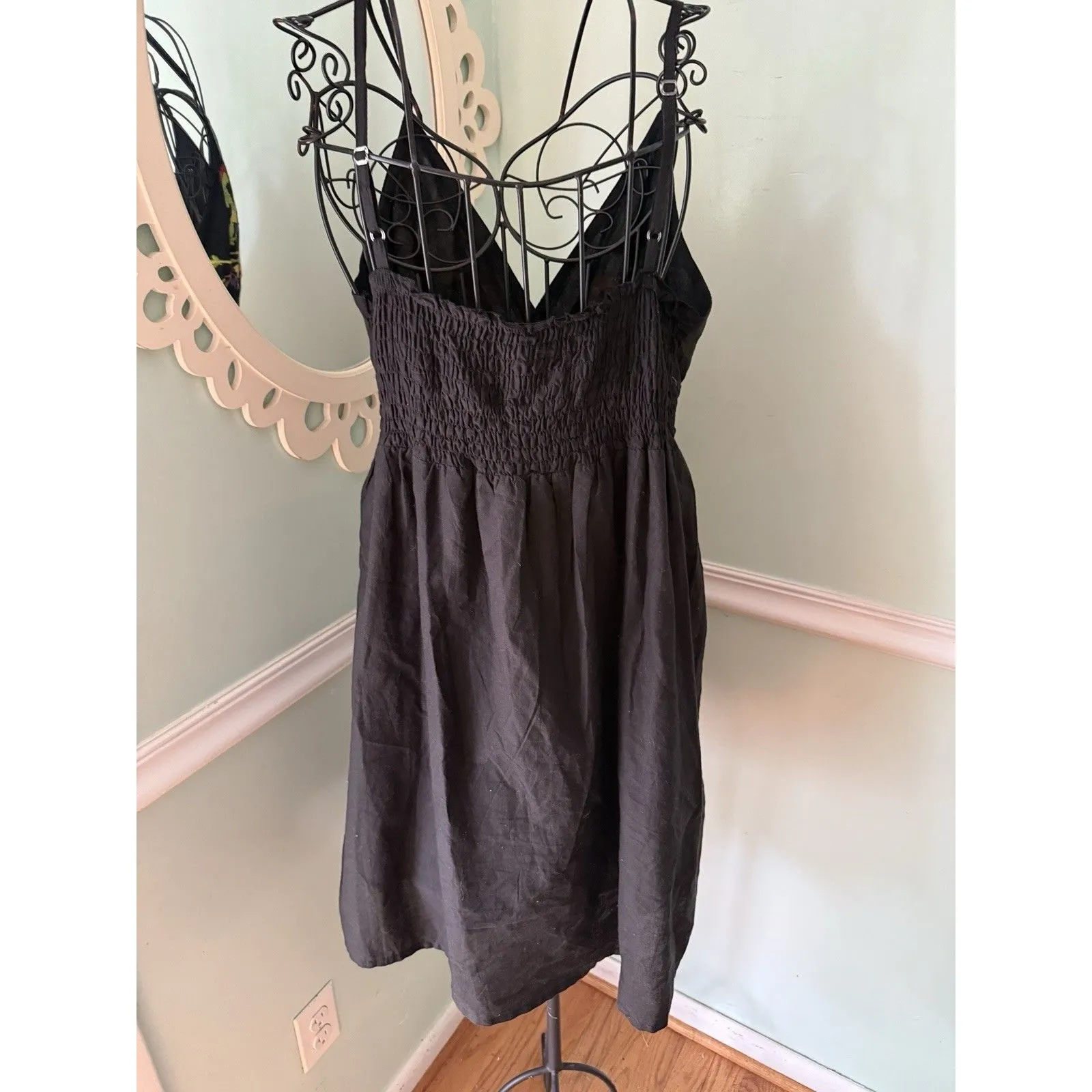 OCEAN BREEZE 90s/Y2K Black Embroidered Beach Cover / Sundress L Size L - Image 5