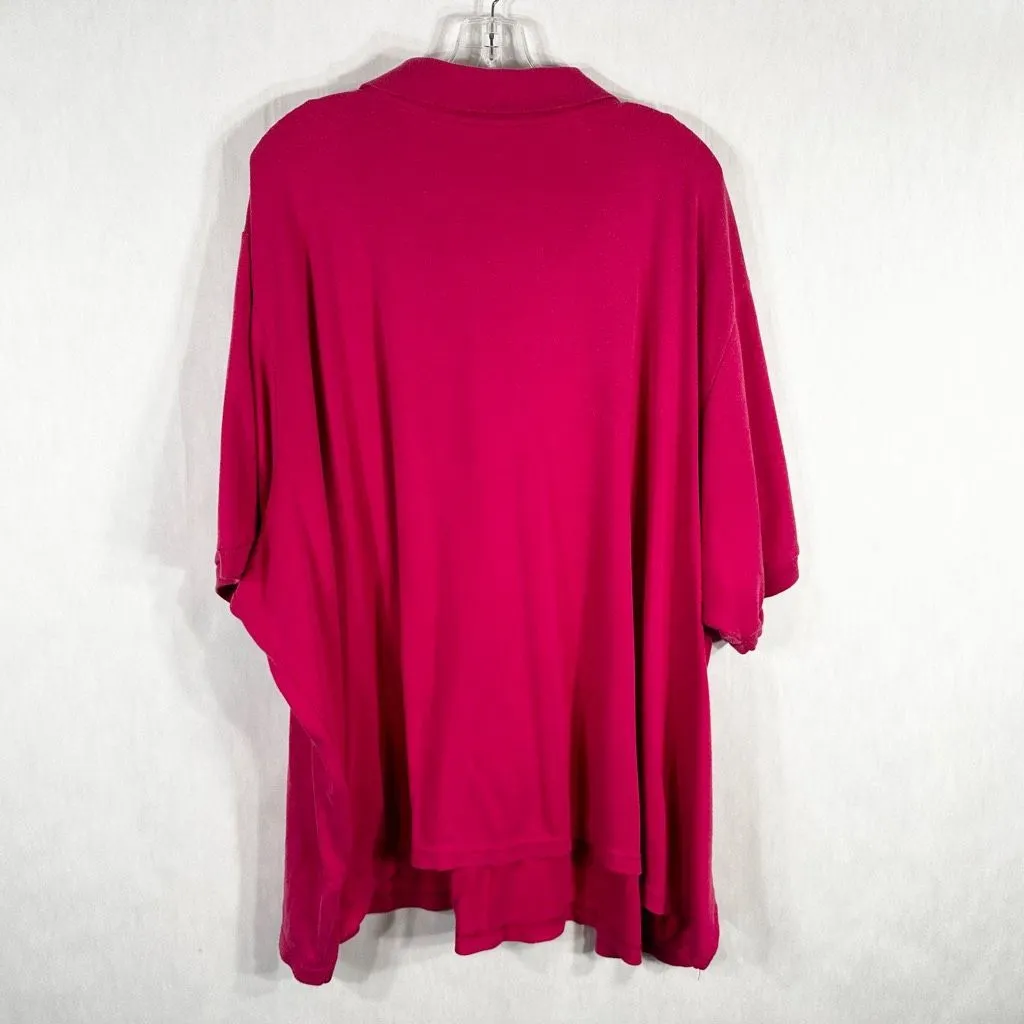 Woman Within Plus Sz 5X 38W 40W Top Polo Shirt Hot Pink Short Sleeve Collar‎ 531 - Image 2