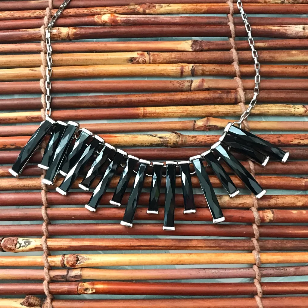 White House Black Market Silver Tone & Black Necklace - Image 7