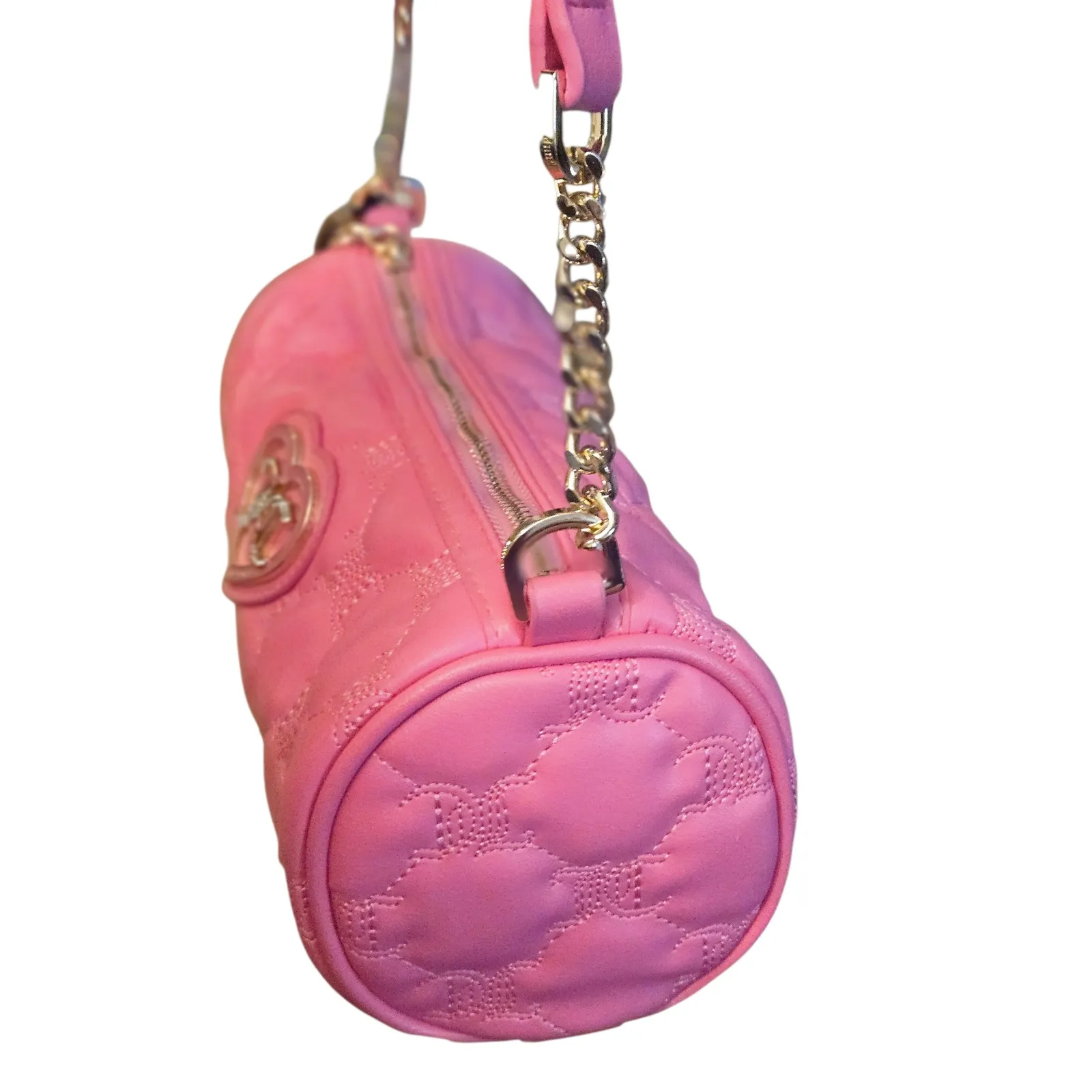 Juicy Couture Pink Quilted Heart Logo Barrel Crossbody Bag New With Tags - Image 3