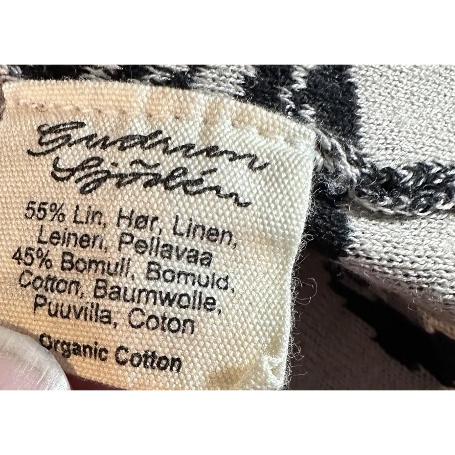 Gudrun Sjödén L Black & White Floral Knit Vest Tunic Organic Cotton linen NWOT Size L - Image 8