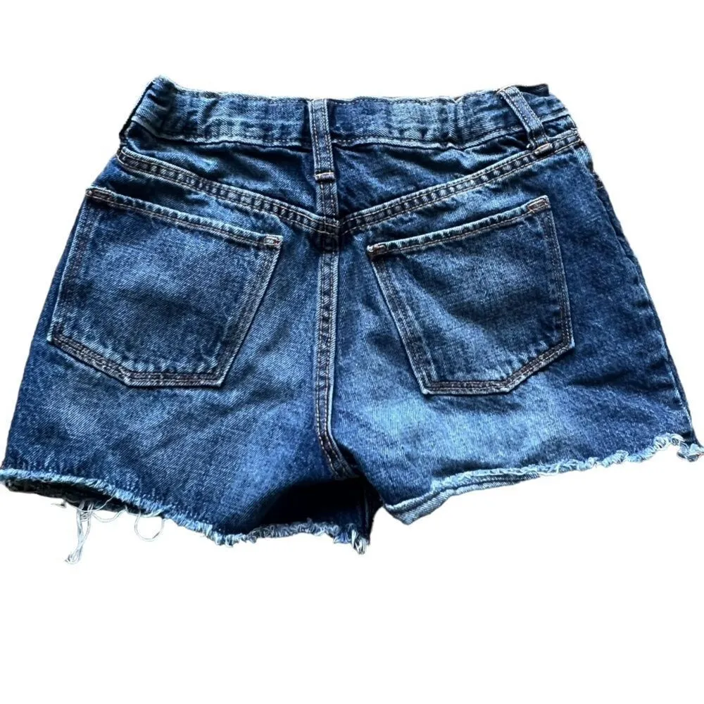 Short blue old navy front button extra hight waisted cut off size 14 - Image 7