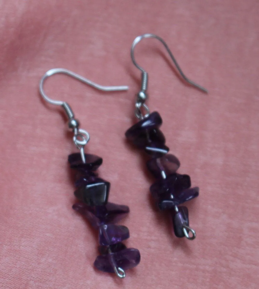Handmade Gemstone Earrings Purple - Image 3