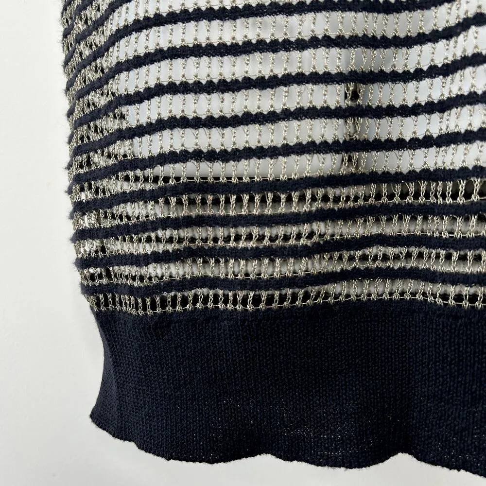 ALLSAINTS Knit Dress Womens Size 0 Oversized Black Gold Metallic Alt Edgy Grunge - Image 4