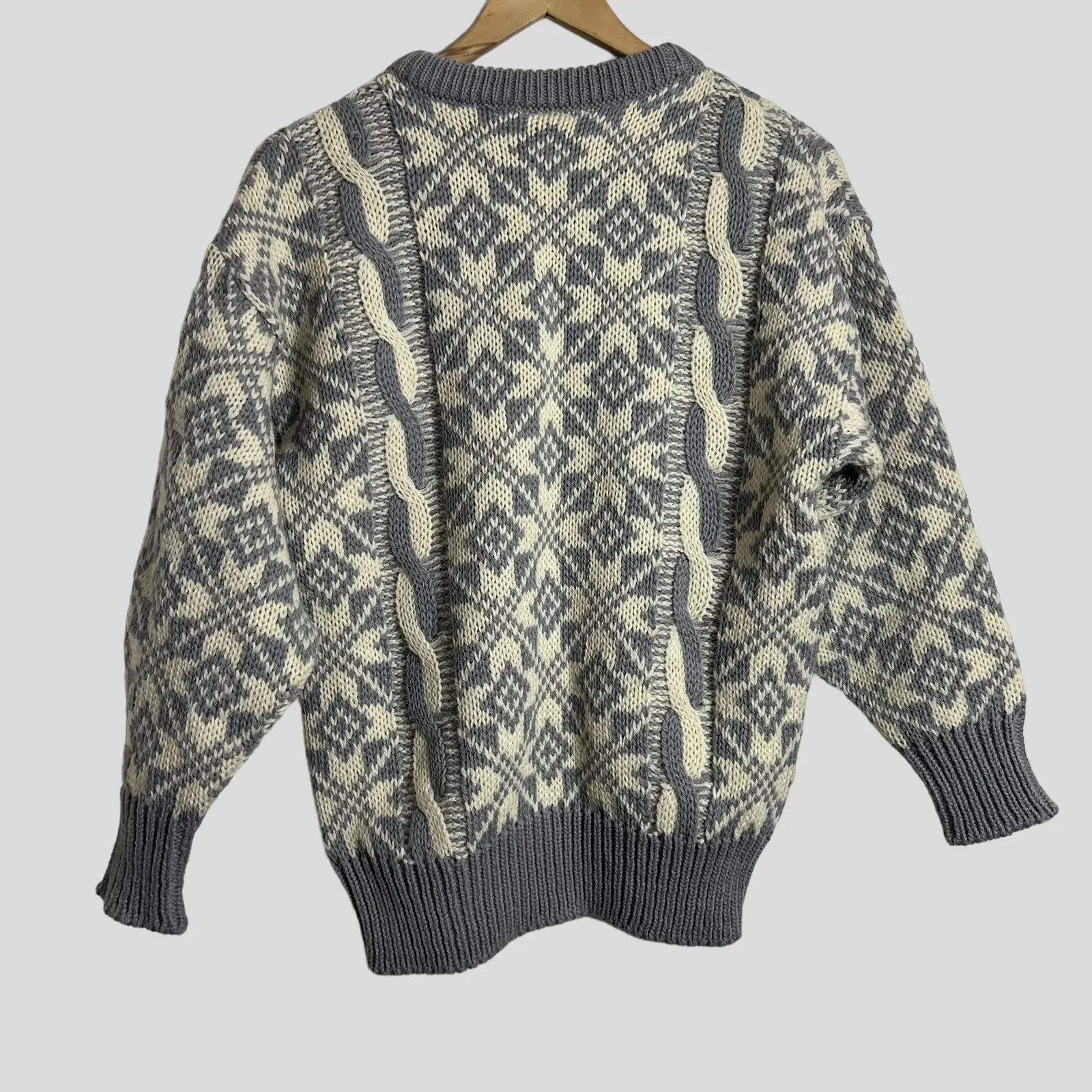 Vintage Eskimo Knitwear Women’s Gray White Wool Winter Pullover Sweater Size M Size M - Image 6