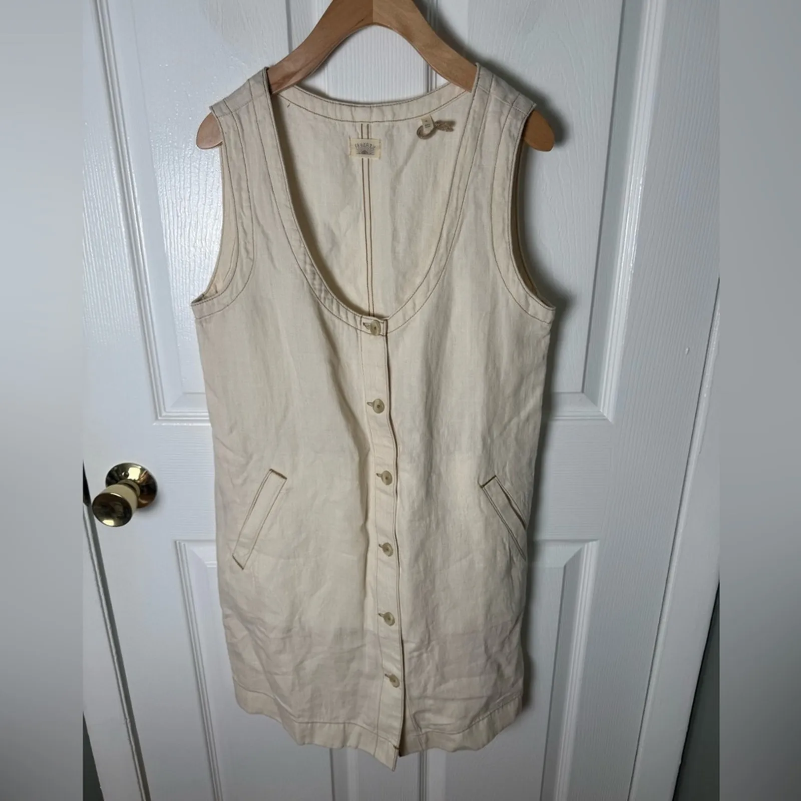 Faherty Linen Denim Malibu Mini Dress - Whitecliff Wash S - Image 3