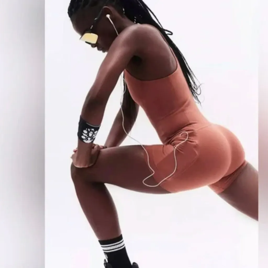 NWOT FP Movement Never Better Runsie Romper Pockets Brown Size XS - Image 3