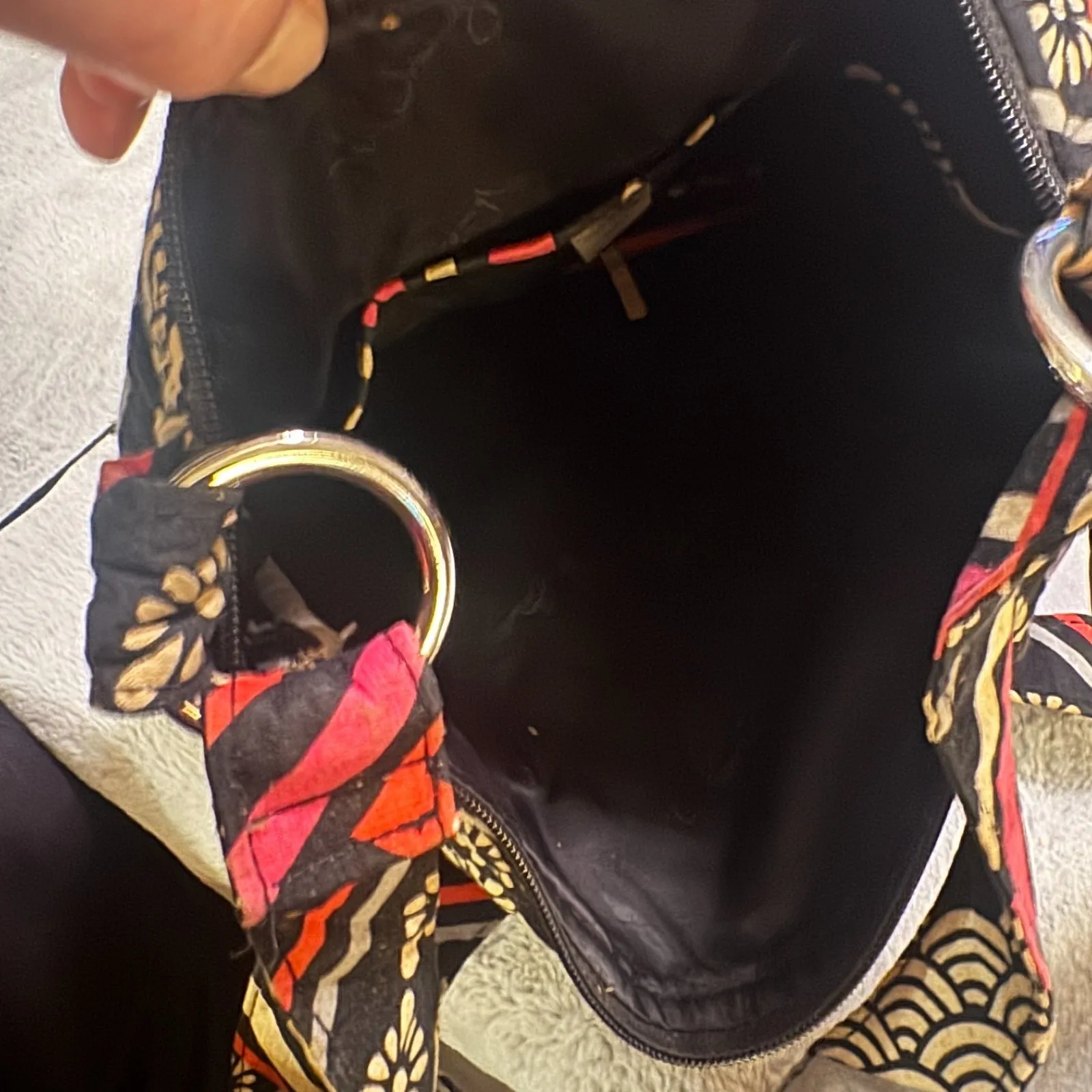 Vera Bradley Northern Stripes Crossbody Bag Quilted Black White Pink - Image 4